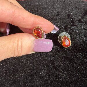Touchstone Crystal by Swarovski Coral Brass Stud Earrings